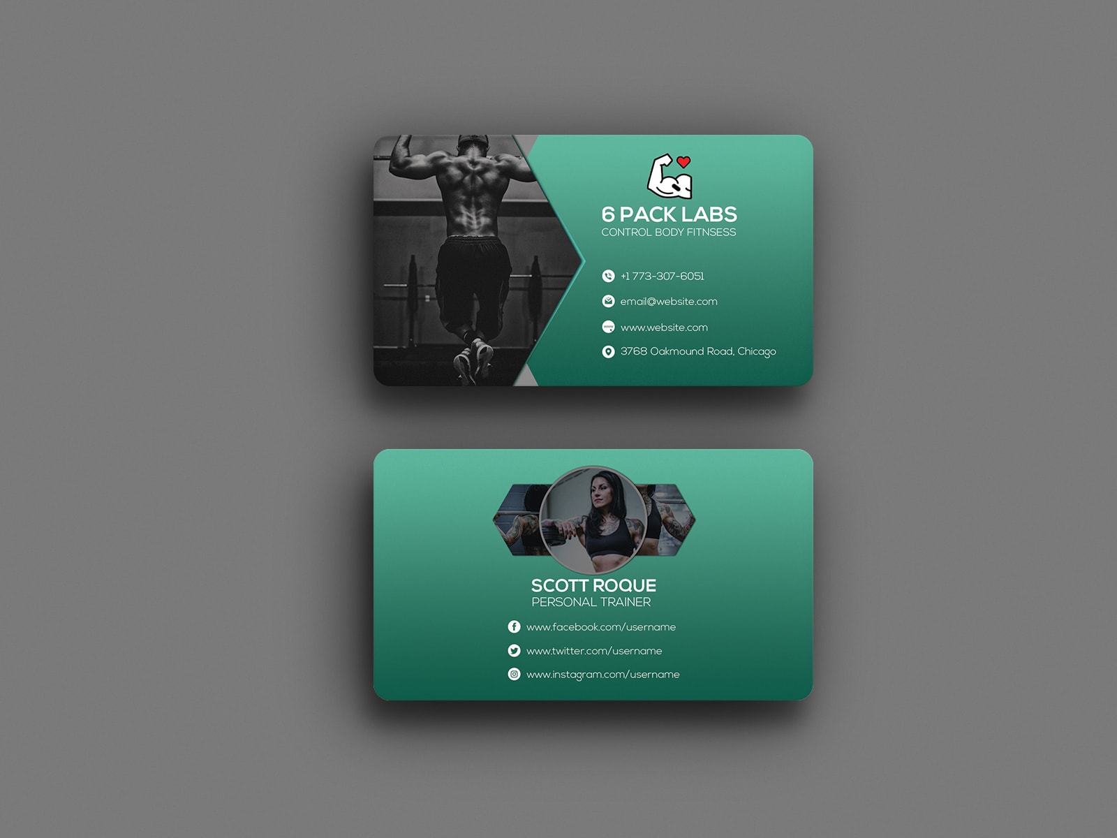 6 Pack Abs Personal Trainer Business Card Techmix