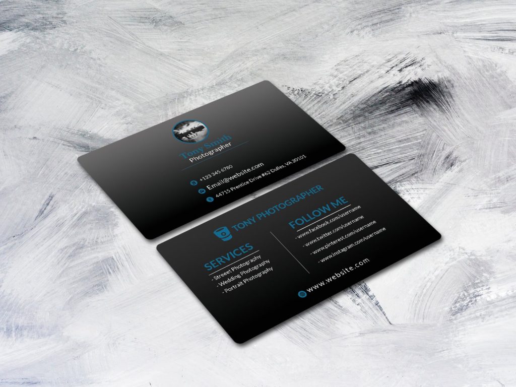 Photographer Black Business Card Design Template