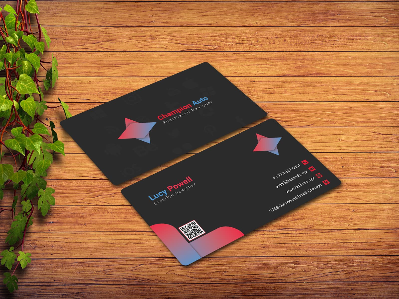Red Black Business Card Template