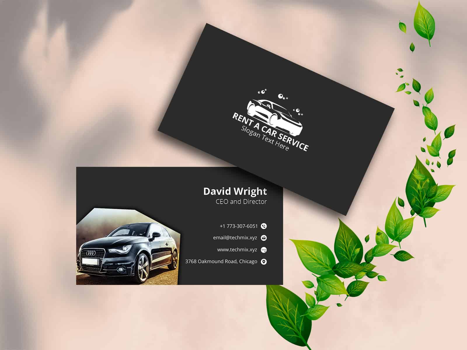 Rent a Card Back Business Card Template