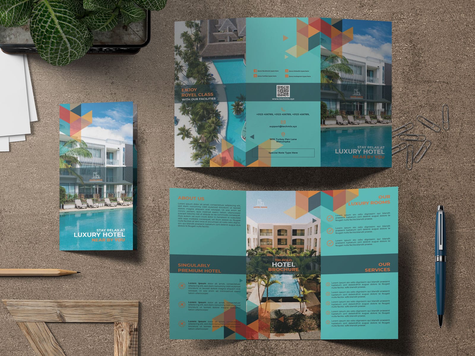 Trifold Brochure Luxury Hotel Collection TG-mockup