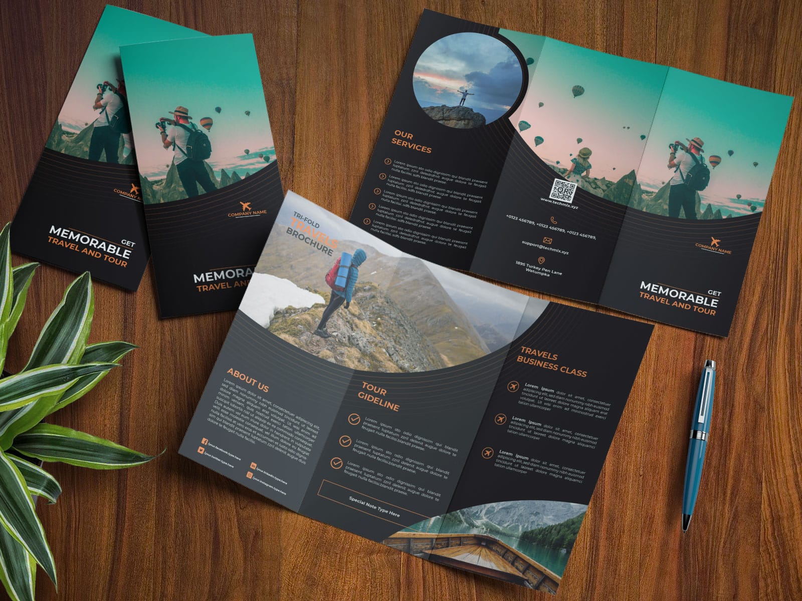Travel Business Tri-fold Brochure mockup